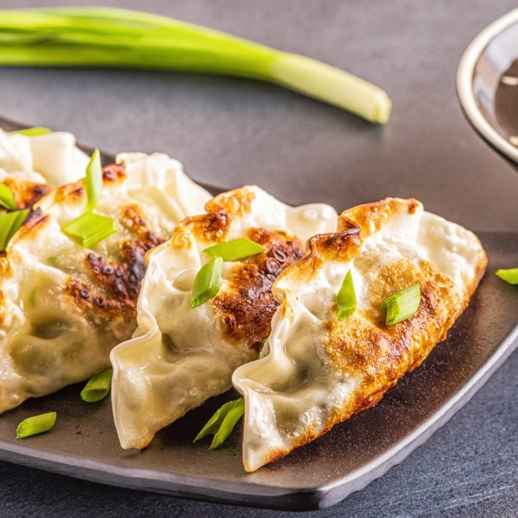 gyoza or dumplings snack with soy sauce